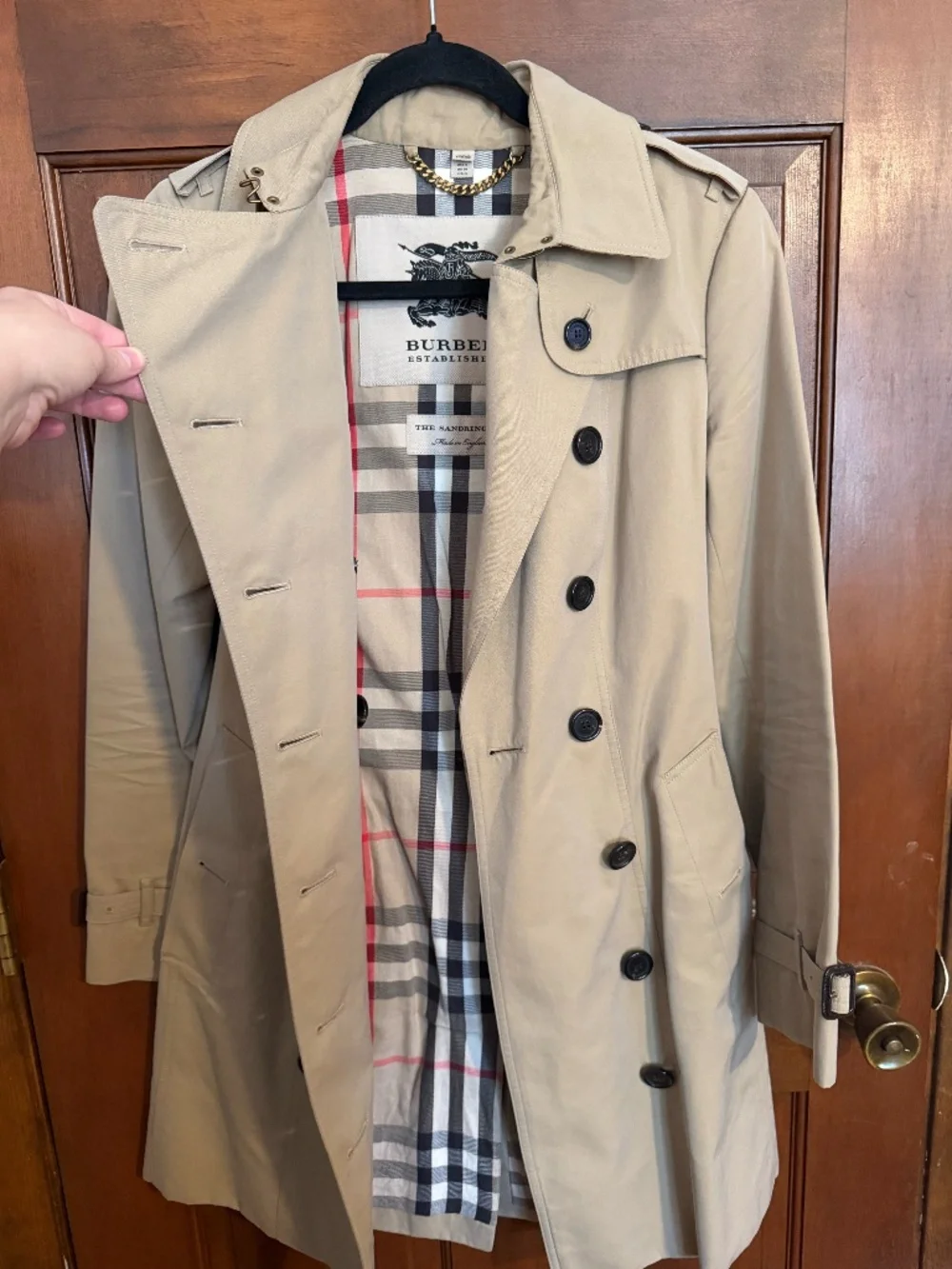 Burberry Trench Coat Honey Color Sandringham Size US 4 UK 6 Nova check lining. - Picture 1 of 8